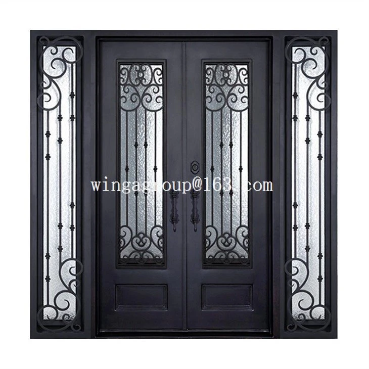 External Front Entry Iron Door With Sidelight
