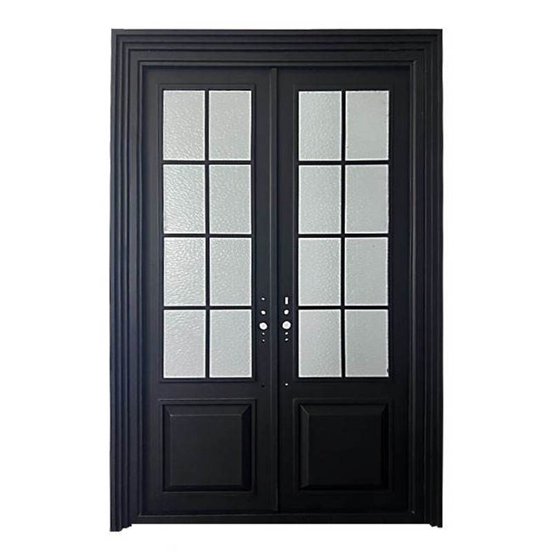 Square Top Wrought Iron Entry Door With Window